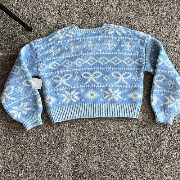 NWT Altar’d State thick blue& white crew neck sweater - Picture 5 of 7